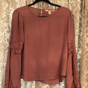 Forever 21 Mauve Blouse with Lace Detail